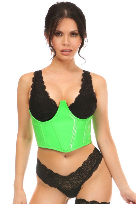 Lavish Neon Green Patent Open Cup Underwire Waist Cincher