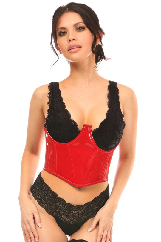 Lavish Red Patent Open Cup Underwire Waist Cincher