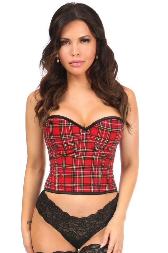 Lavish Red Plaid Underwire Bustier