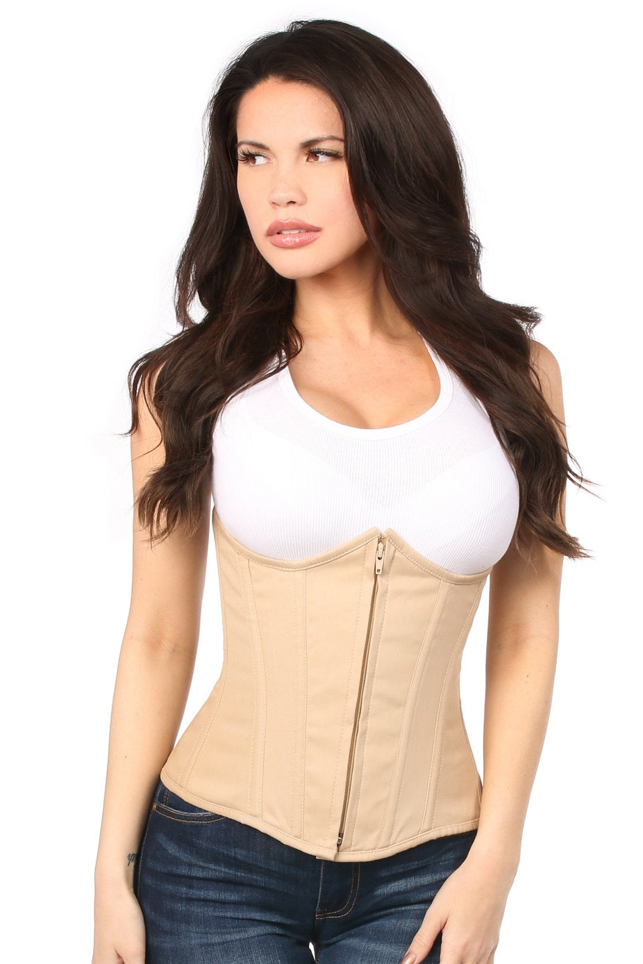 Lavish Beige Cotton Underbust Corset